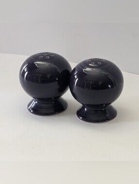 Dark Purple Fiesta Ware Ceramic Salt and Pepper Shaker Set Retired Great